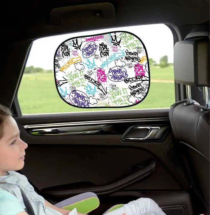 pare soleil voiture bebe graffiti multi couleurs