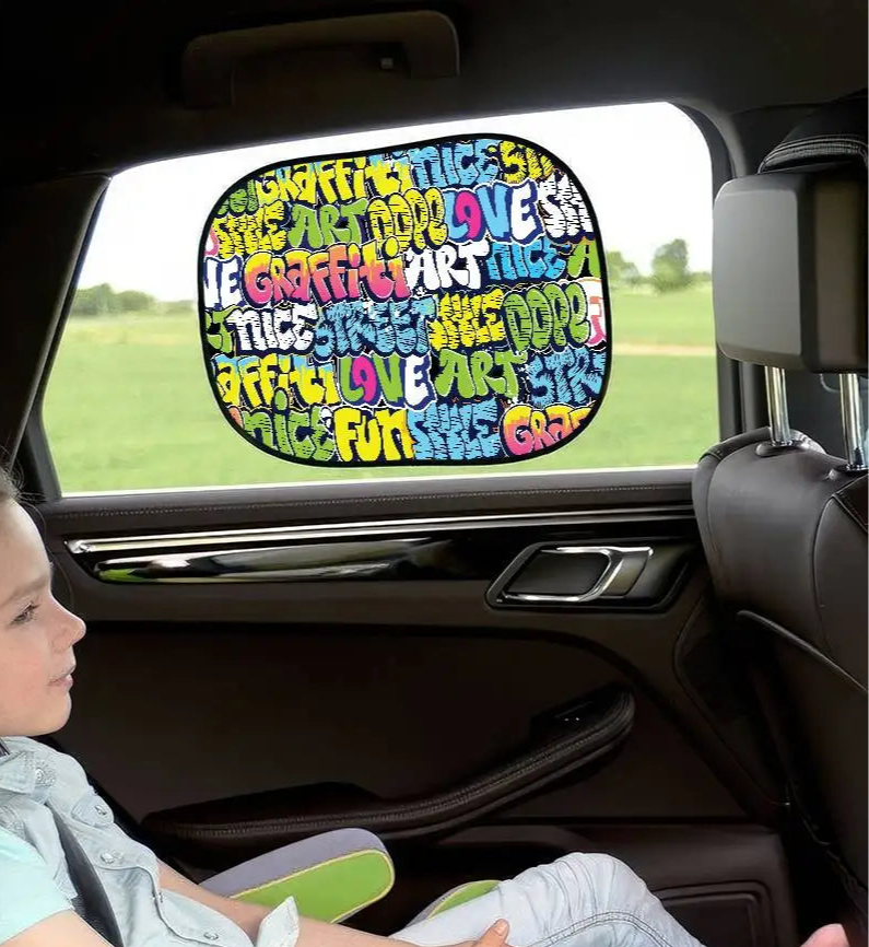 pare soleil voiture graffiti grosses ecritures