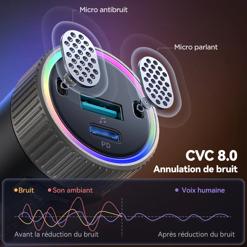 adaptateur bluetooth voiture double micro reducteur bruit