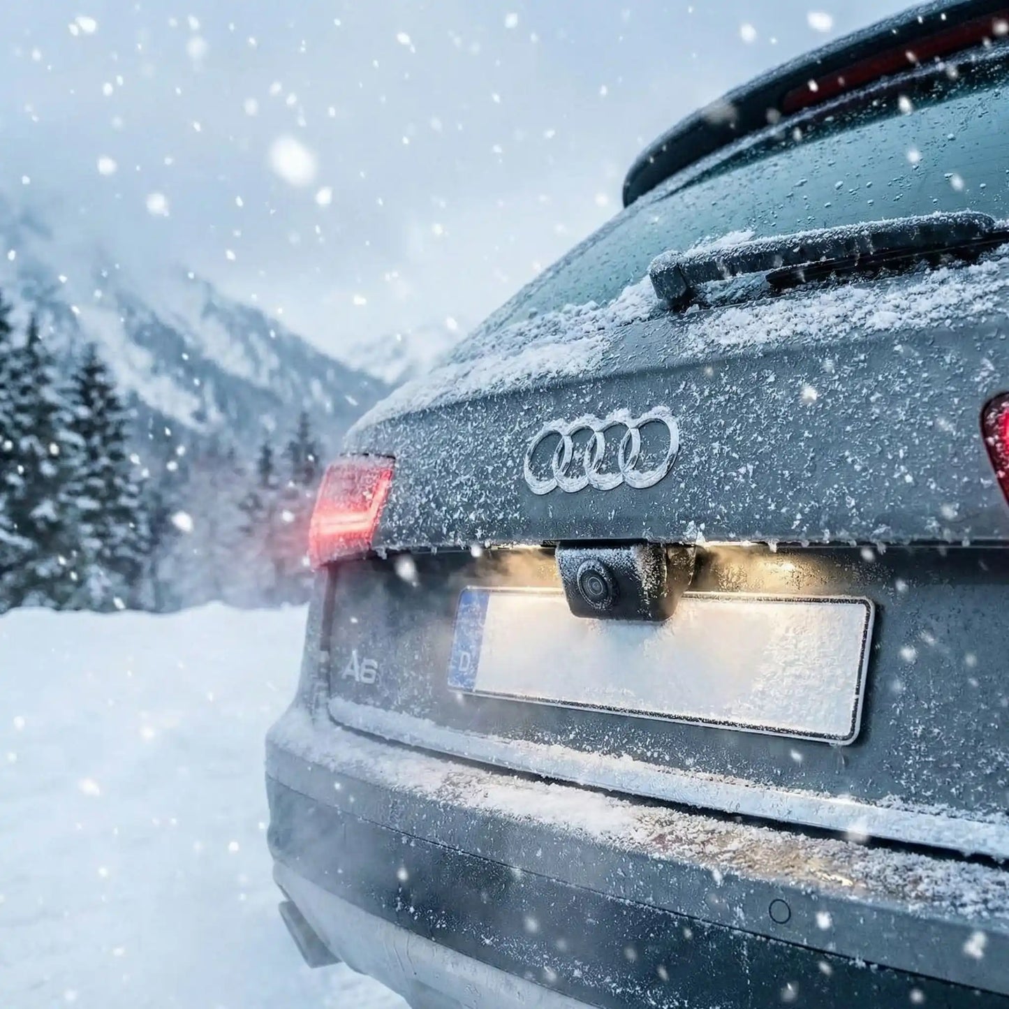 camera de recul sous la neige