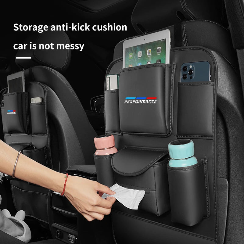 For BMW performance Car Organizer Seat Back Multi - pocket Storage Bag Rear Antiwear Backrest Protection Anti - kick Pad Accessories - Ambiance Auto