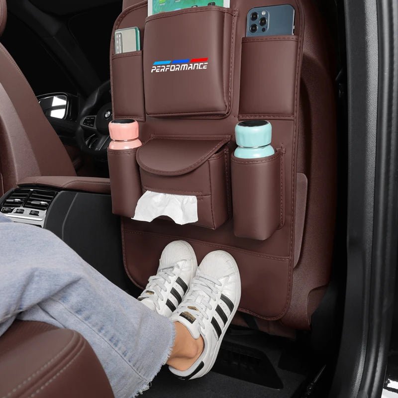 For BMW performance Car Organizer Seat Back Multi - pocket Storage Bag Rear Antiwear Backrest Protection Anti - kick Pad Accessories - Ambiance Auto