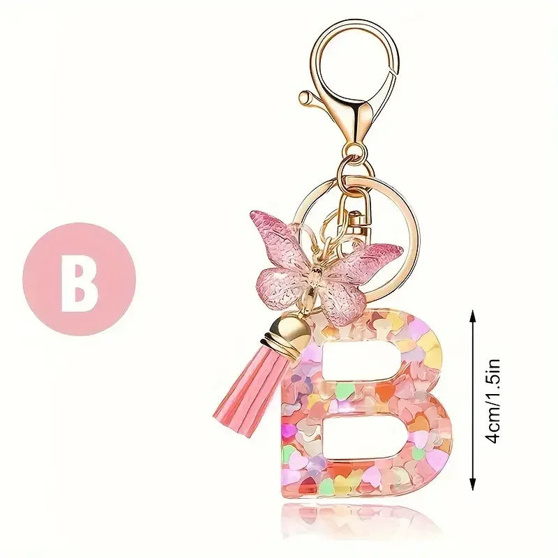 porte cle rose papillon lettre b dimension
