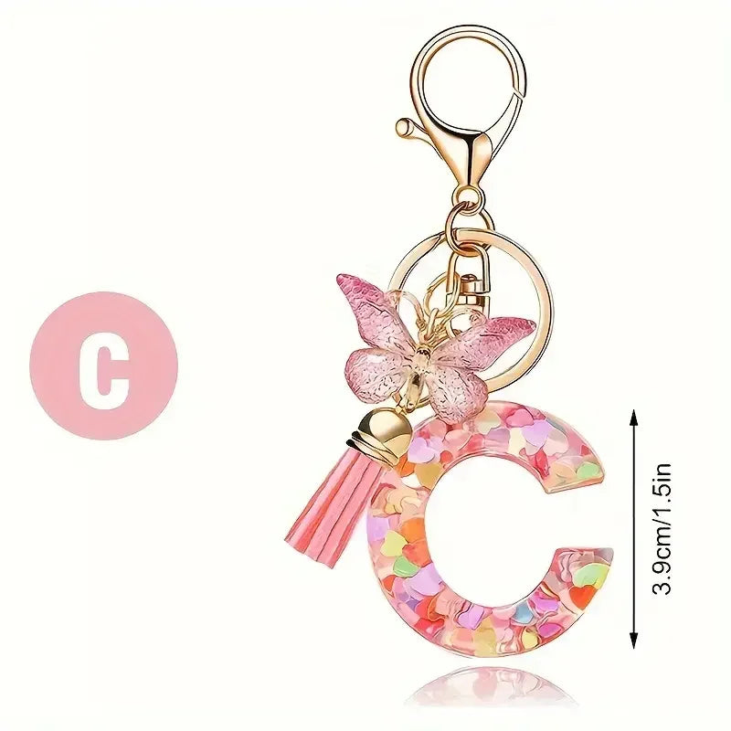 porte cle rose papillon lettre c dimension