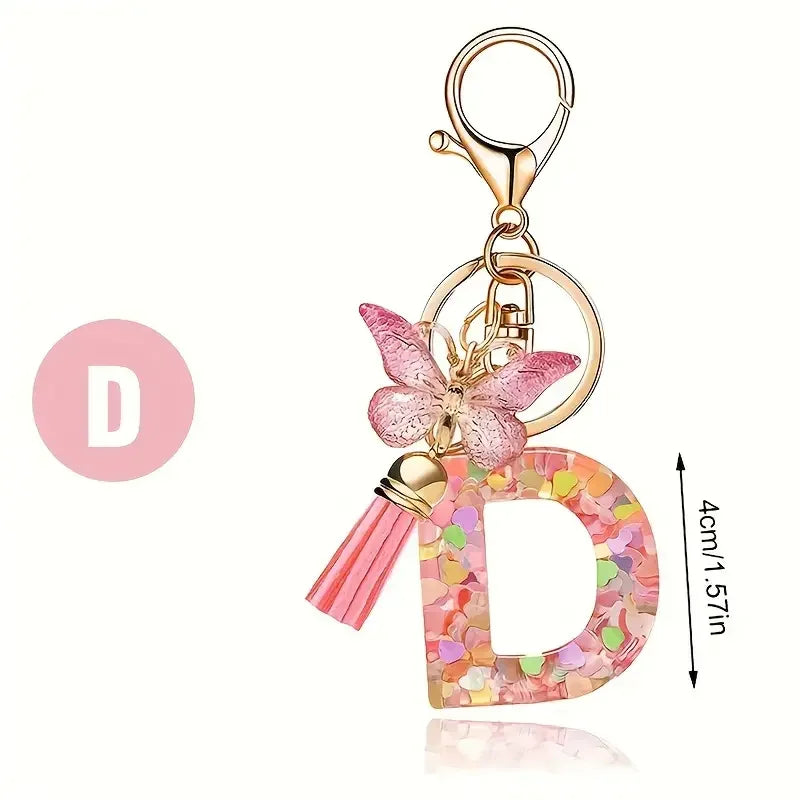 porte cle rose papillon lettre d dimension