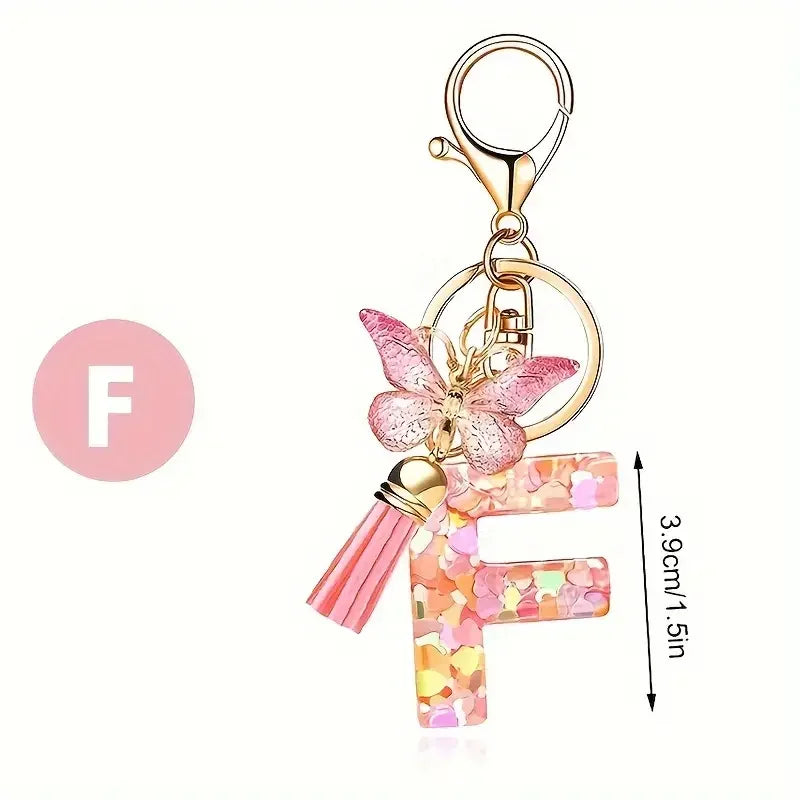 porte cle rose papillon lettre f dimension
