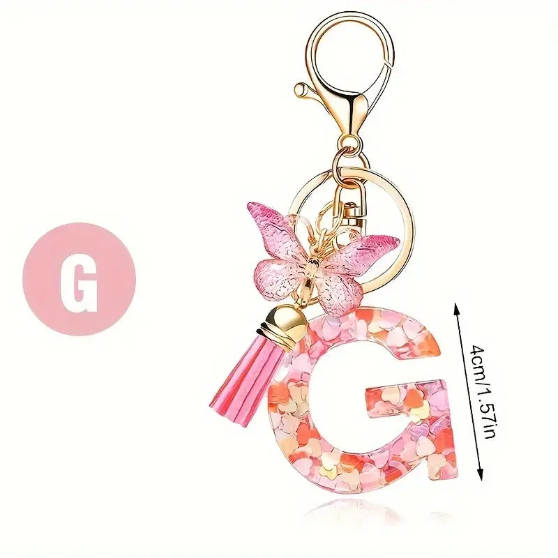 porte cle rose papillon lettre g dimension