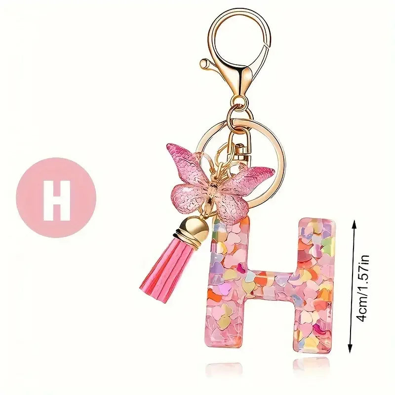 porte cle rose papillon lettre h dimension
