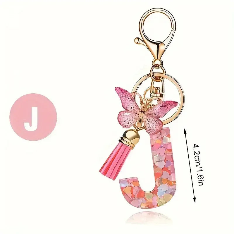 porte cle rose papillon lettre j dimension