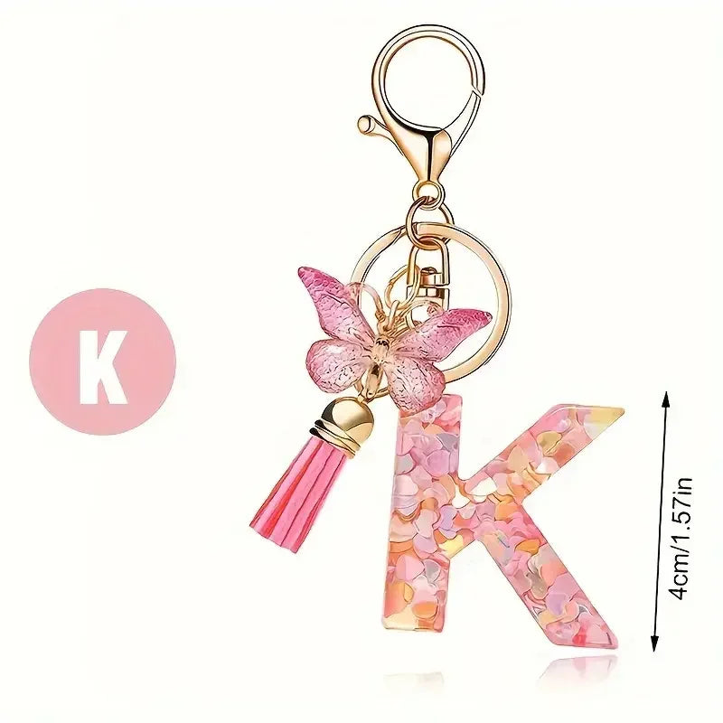 porte cle rose papillon lettre k dimension