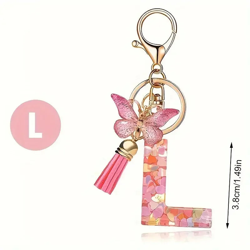 porte cle rose papillon lettre l dimension