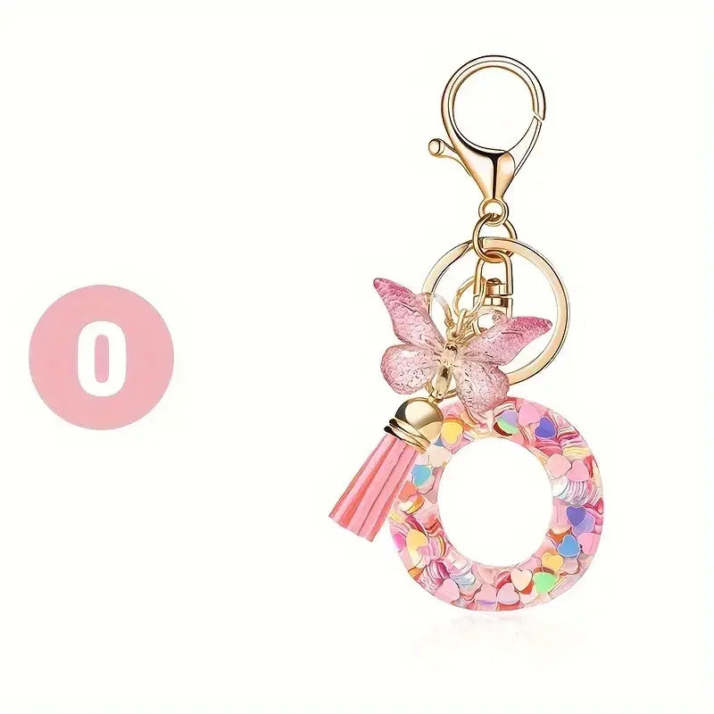 porte cle rose papillon lettre o