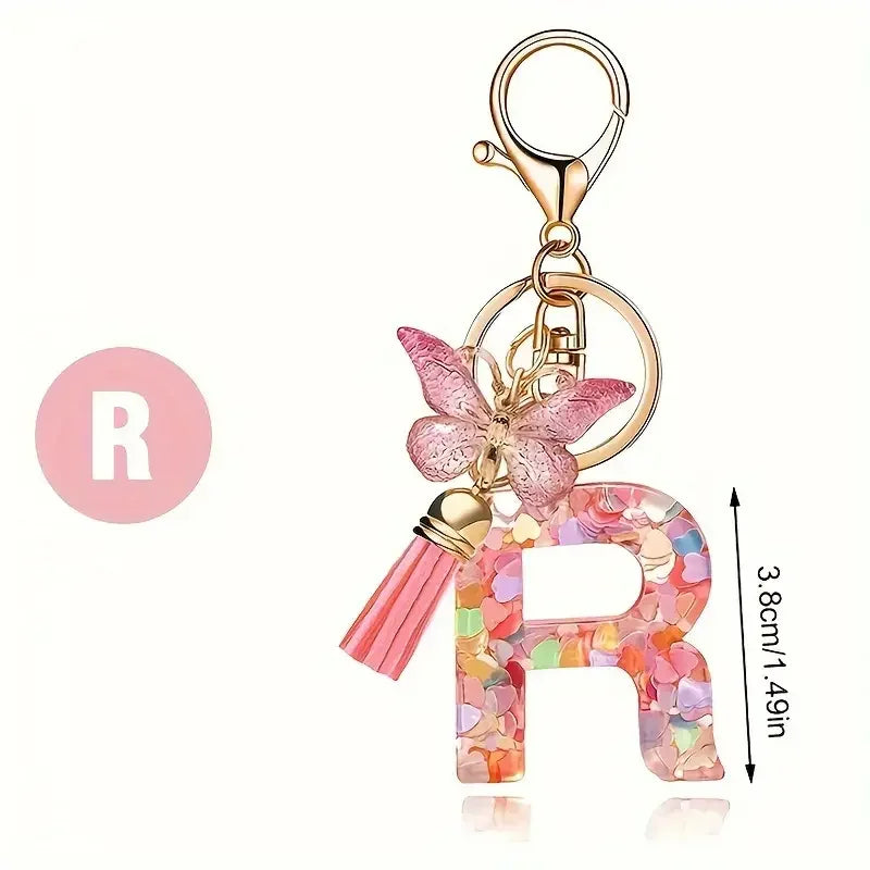 porte cle rose papillon lettre r dimension