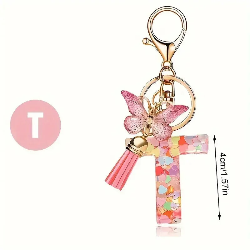 porte cle rose papillon lettre t dimension