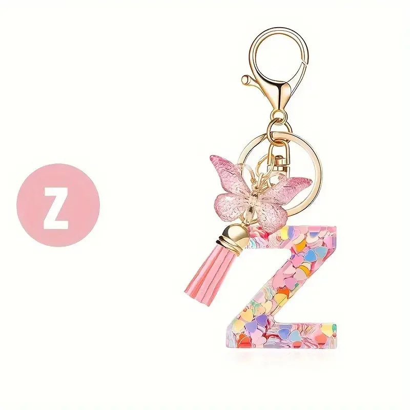 porte cle rose papillon lettre z