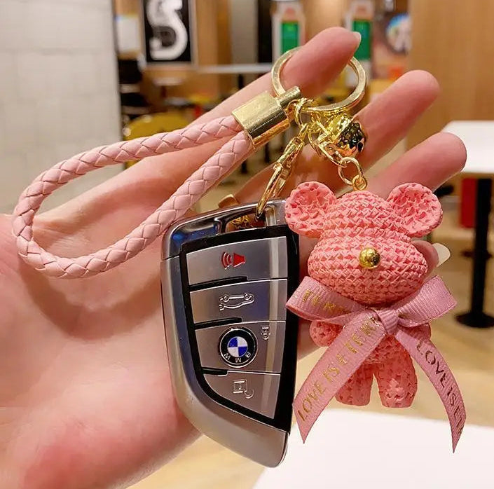 porte cle voiture ours rose