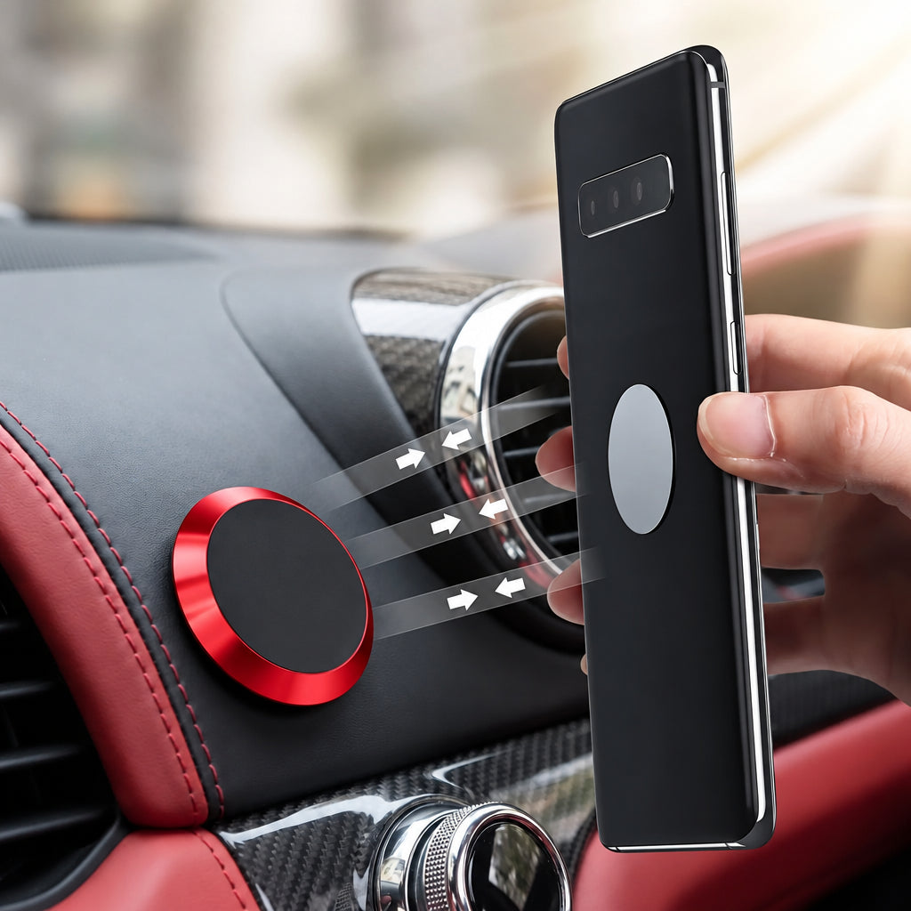 support telephone voiture magnetique rouge