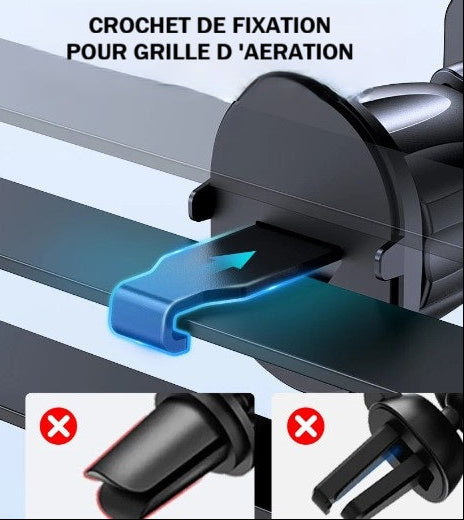 support telephone crochet fixation grille aeration