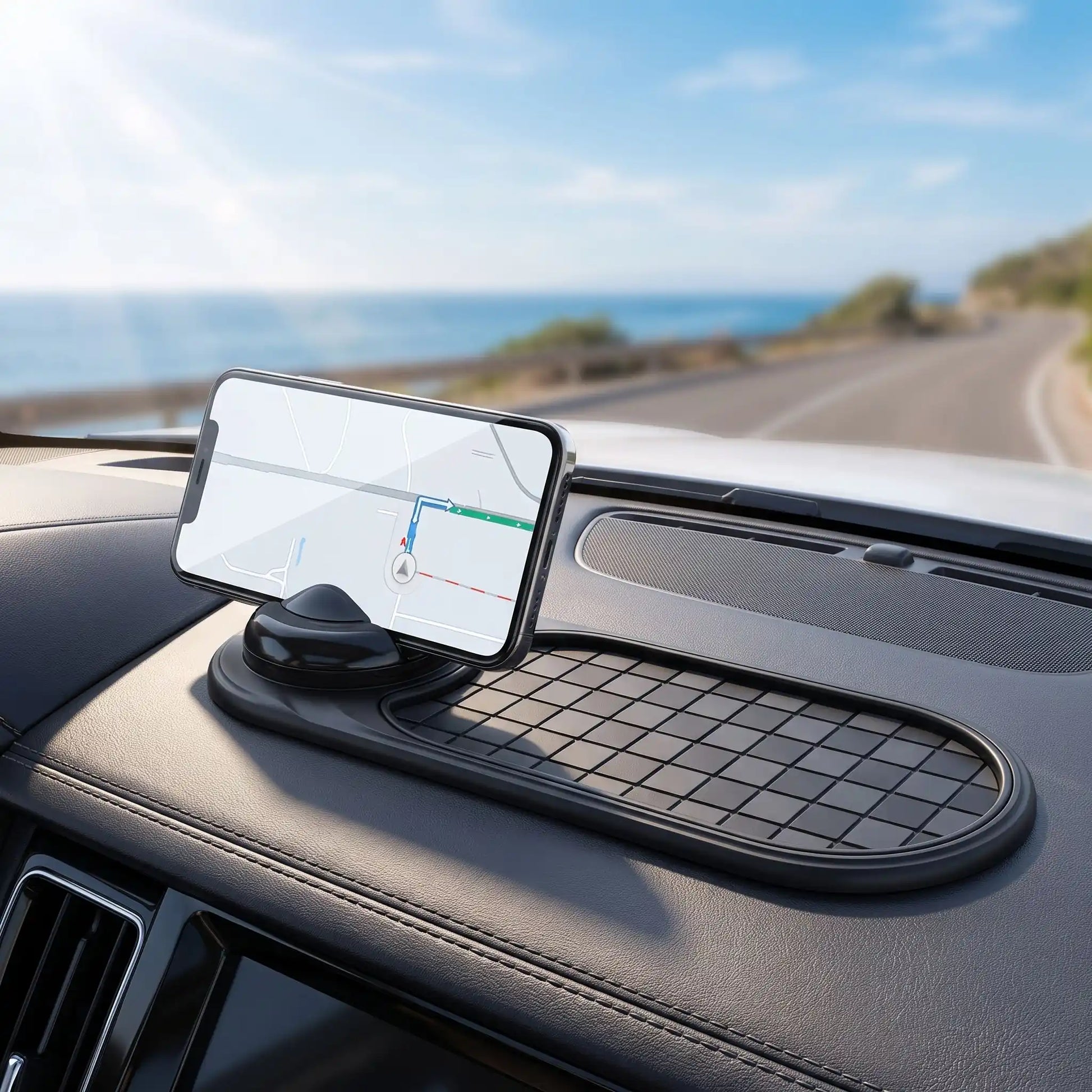 support telephone voiture gris noir adherent