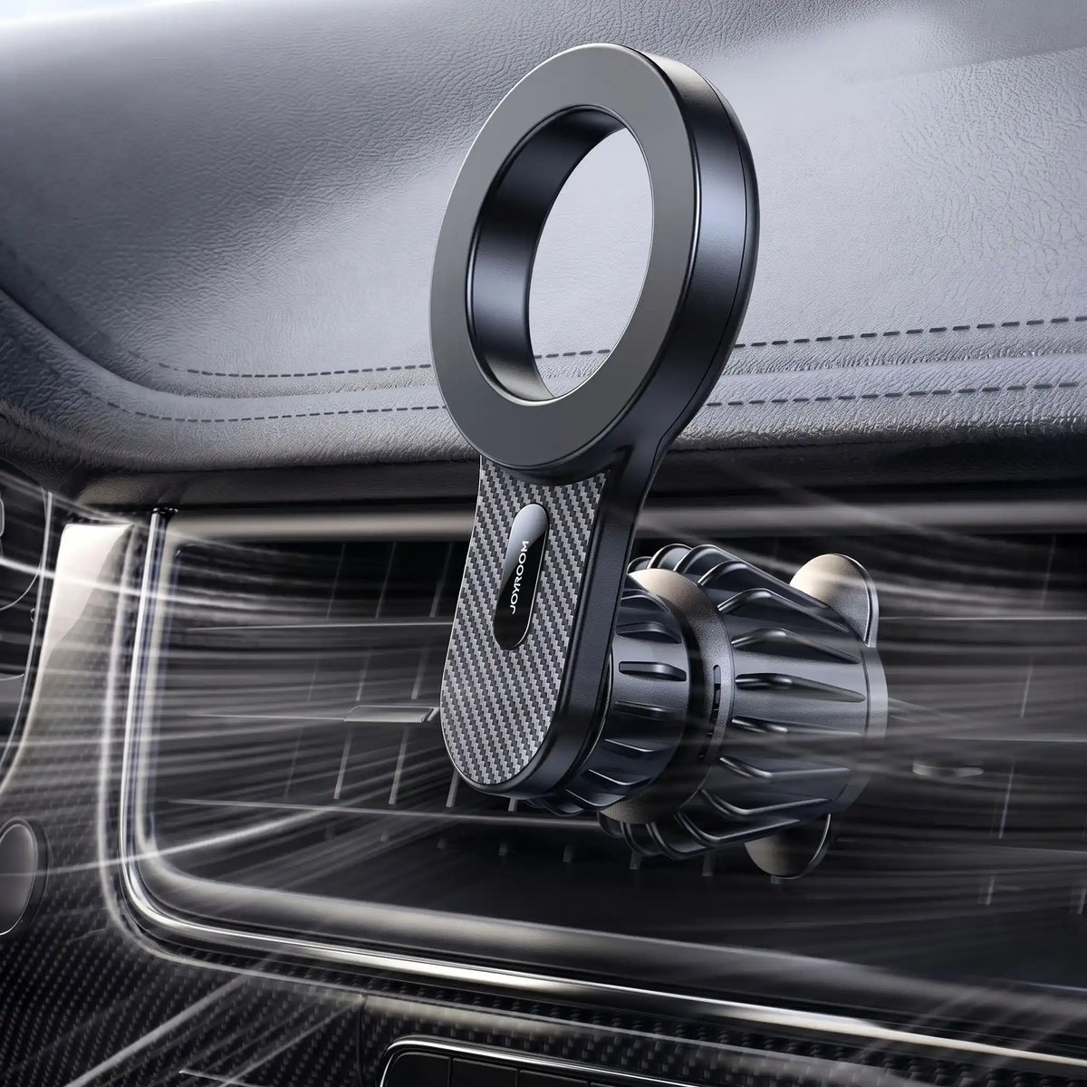 support telephone voiture magnetique noir sur ventilation