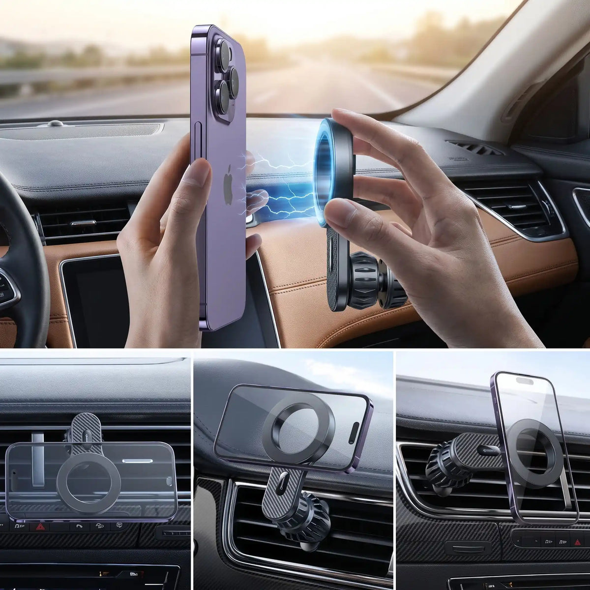 support telephone voiture magnetique orientable