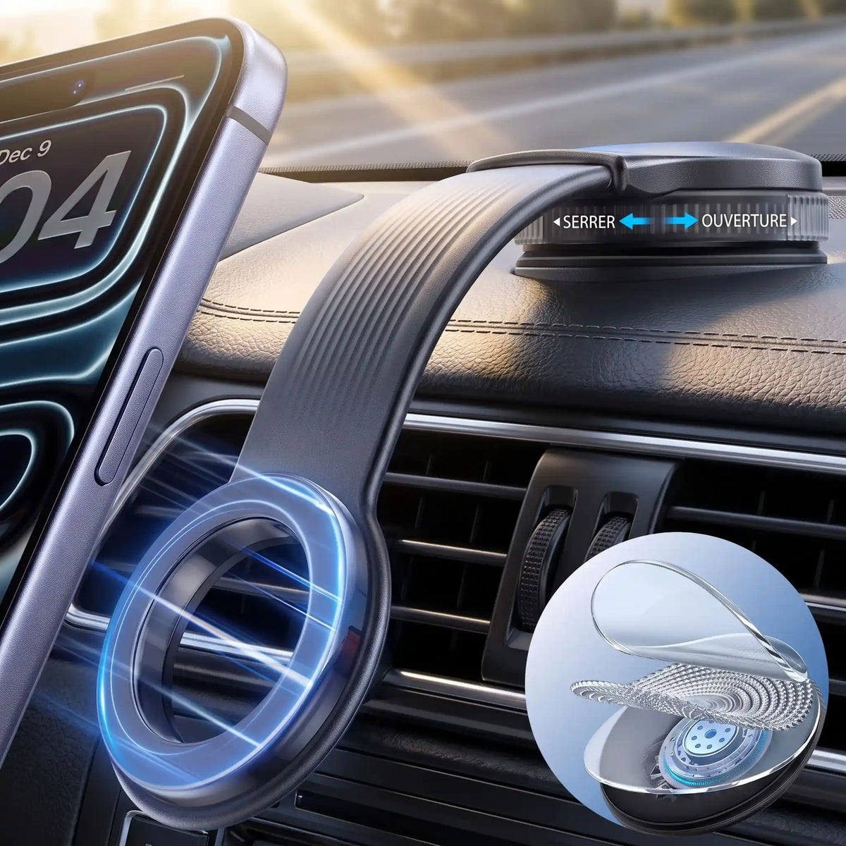 support telephone voiture magnetique ventouse et aimant