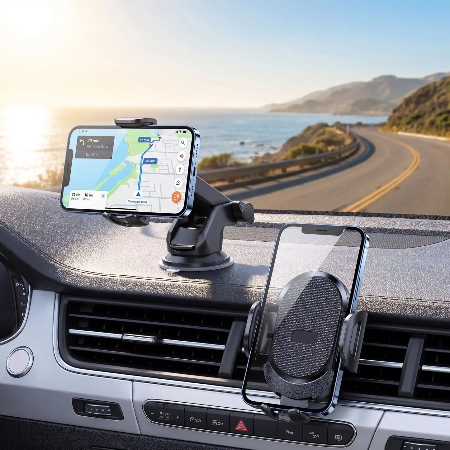 support telephone voiture orientable